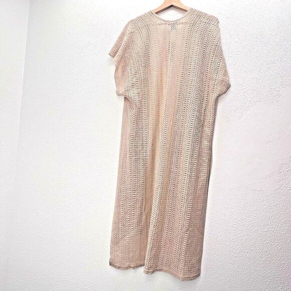 Steven Madden Women's Open Weave Short-Sleeve Kimono beige Cover Up on size - Picture 8 of 12